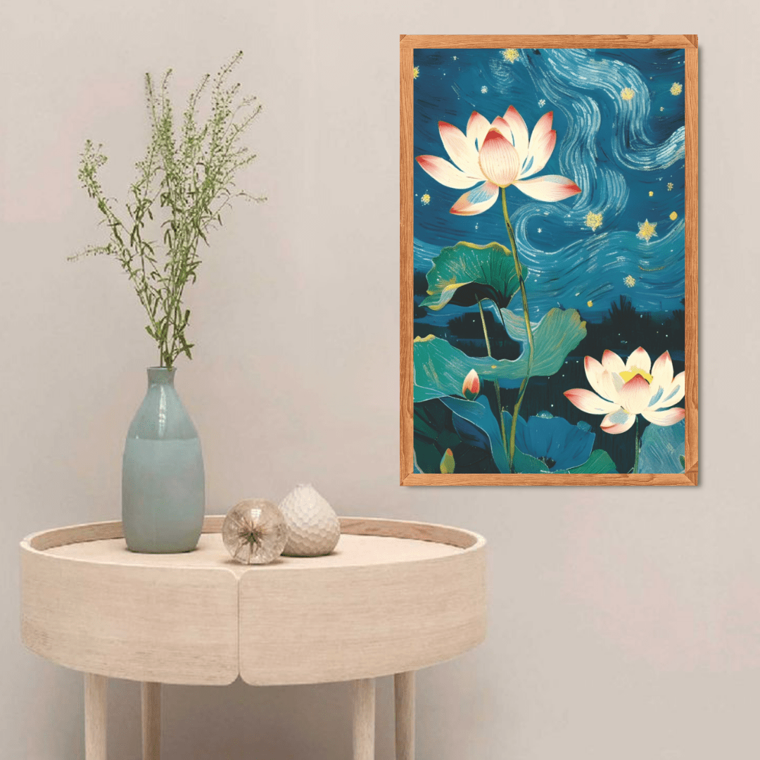 Lotus Night Serenity Canvas Wall Art Painting - Memories InsiteLOTUS NIGHT SENERITY CANVAS - STRECHED